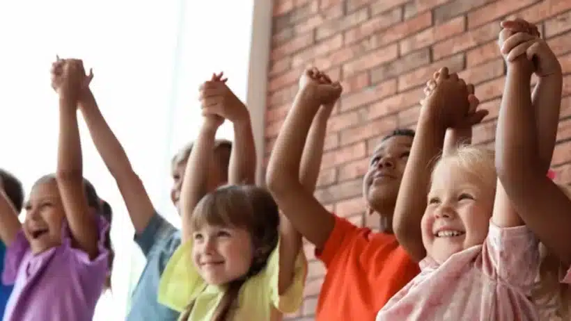 Young Children Cheering