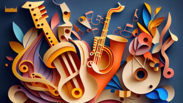 Musical instructuments 3D graphic.