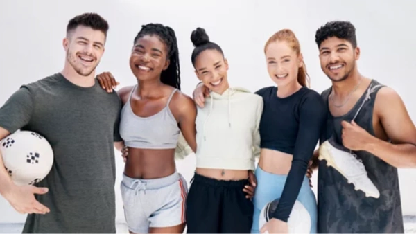 Group photo of fit young adults.